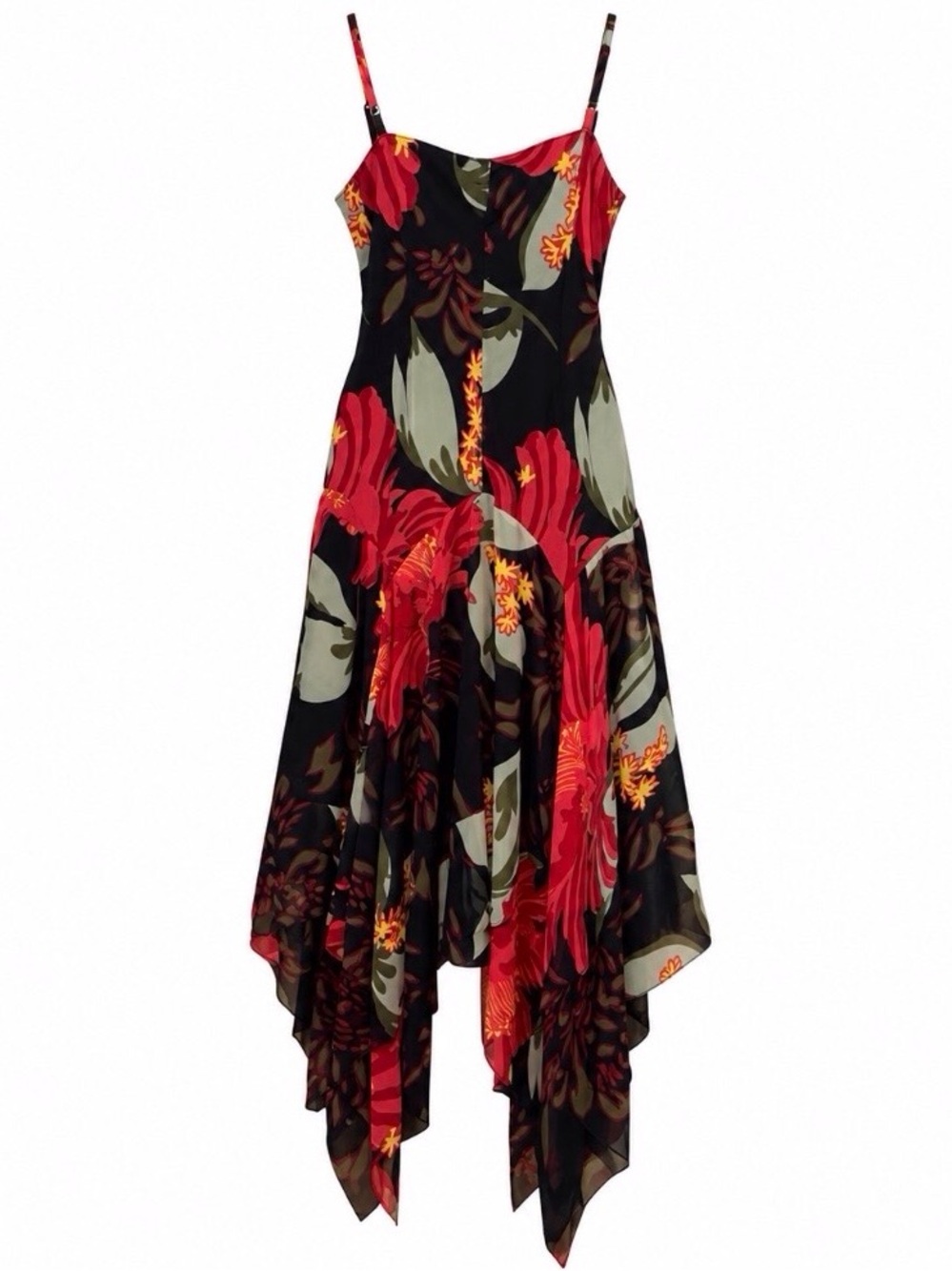 Raiment Fashions Inc. Floral Handkerchief Hem Slip Dress - Picture 3 of 7